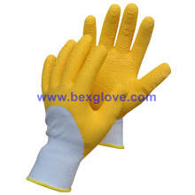 Luva de trabalho de jardim amarelo, 13 Guage Nylon